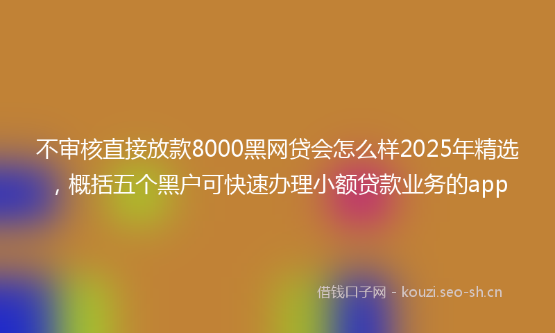 不审核直接放款8000黑网贷会怎么样2025年精选，概括五个黑户可快速办理小额贷款业务的app