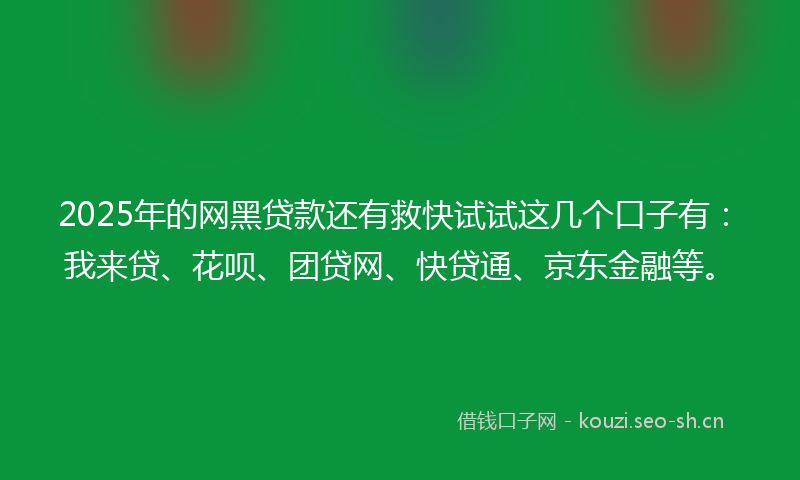 2025年的网黑贷款还有救快试试这几个口子有：我来贷、花呗、团贷网、快贷通、京东金融等。