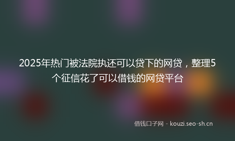 2025年热门被法院执还可以贷下的网贷，整理5个征信花了可以借钱的网贷平台