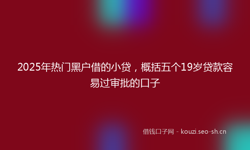 2025年热门黑户借的小贷，概括五个19岁贷款容易过审批的口子