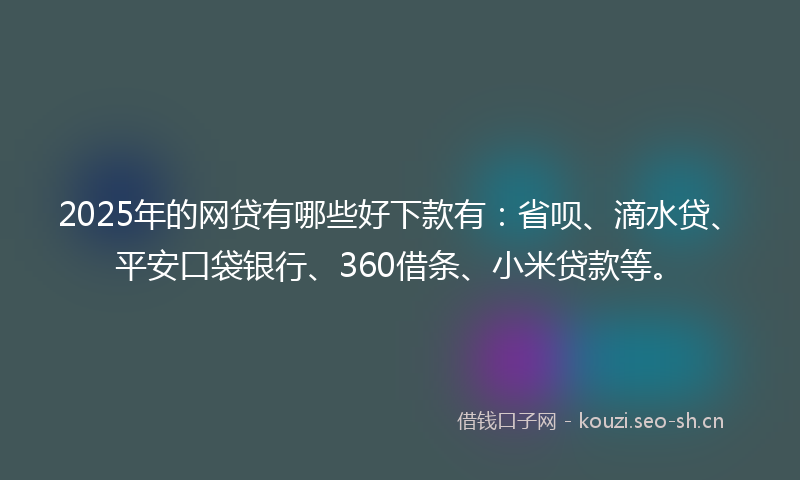 2025年的网贷有哪些好下款有：省呗、滴水贷、平安口袋银行、360借条、小米贷款等。