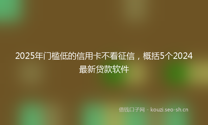 2025年门槛低的信用卡不看征信，概括5个2024最新贷款软件