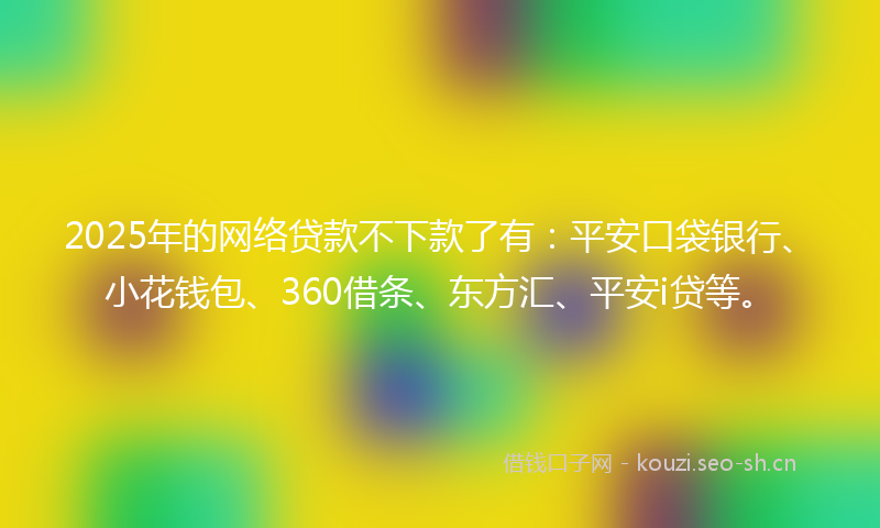 2025年的网络贷款不下款了有：平安口袋银行、小花钱包、360借条、东方汇、平安i贷等。