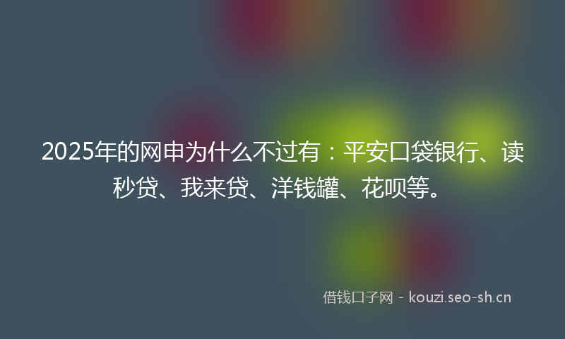 2025年的网申为什么不过有：平安口袋银行、读秒贷、我来贷、洋钱罐、花呗等。