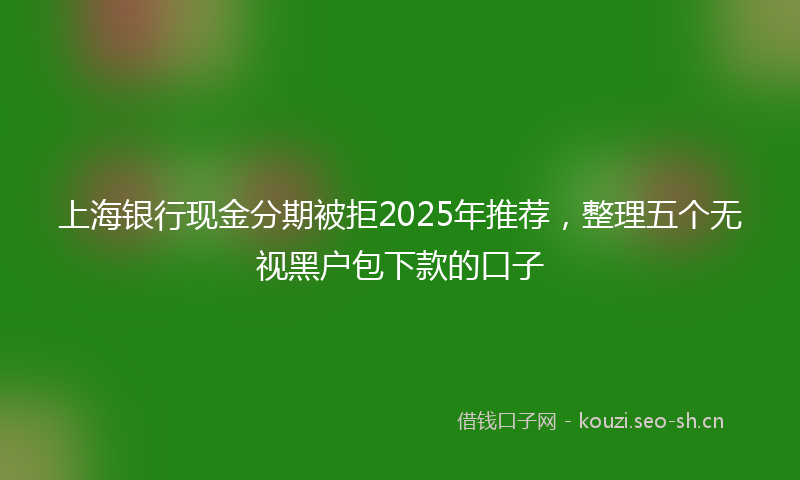 上海银行现金分期被拒2025年推荐,整理五个无视黑户包下款的口子