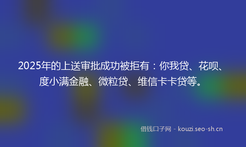 2025年的上送审批成功被拒有：你我贷、花呗、度小满金融、微粒贷、维信卡卡贷等。