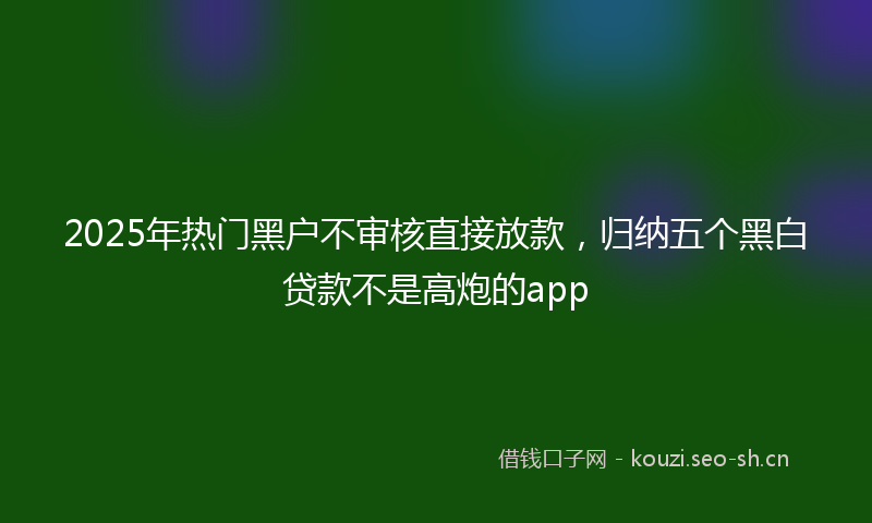 2025年热门黑户不审核直接放款，归纳五个黑白贷款不是高炮的app