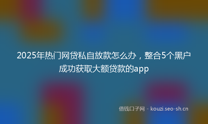 2025年热门网贷私自放款怎么办，整合5个黑户成功获取大额贷款的app