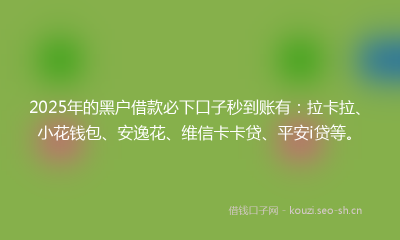 2025年的黑户借款必下口子秒到账有：拉卡拉、小花钱包、安逸花、维信卡卡贷、平安i贷等。