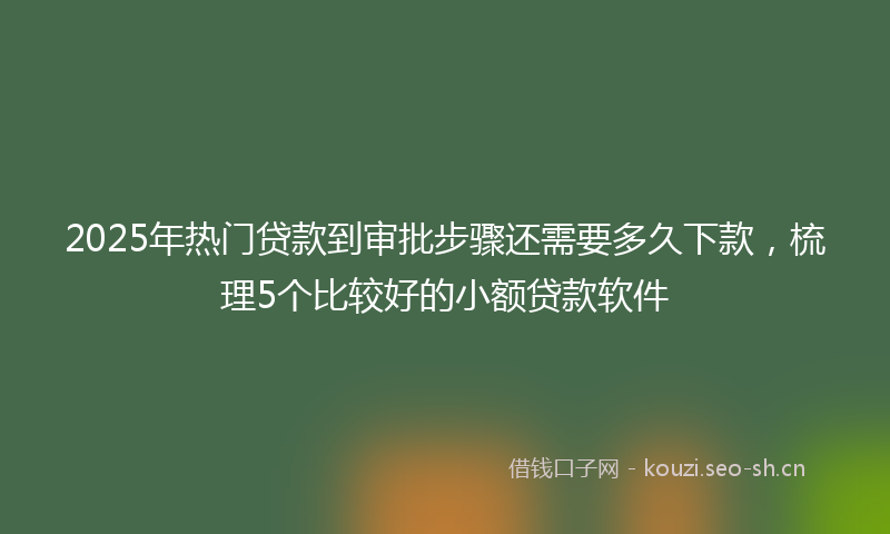 2025年热门贷款到审批步骤还需要多久下款，梳理5个比较好的小额贷款软件