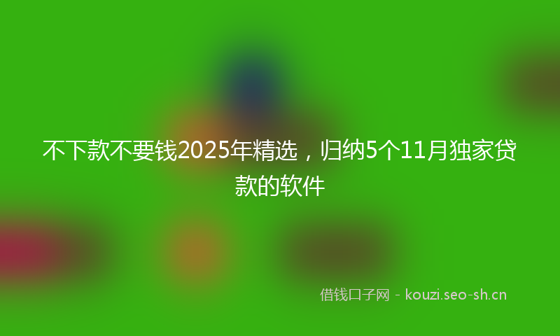 不下款不要钱2025年精选,归纳5个11月独家贷款的软件