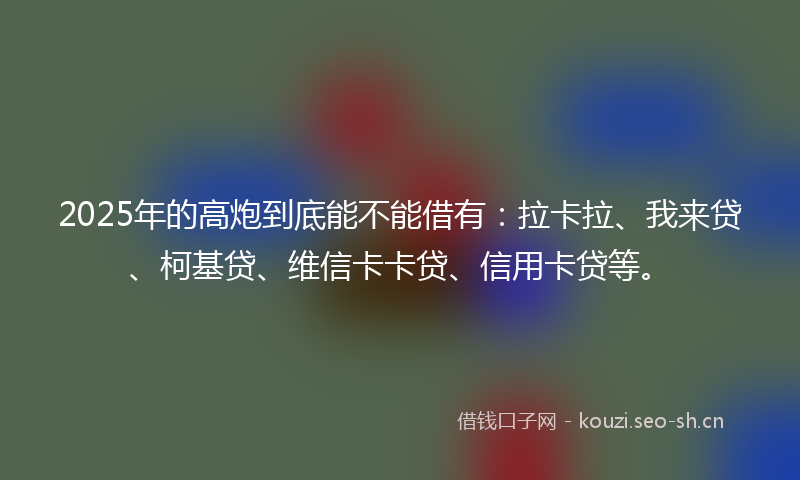2025年的高炮到底能不能借有：拉卡拉、我来贷、柯基贷、维信卡卡贷、信用卡贷等。