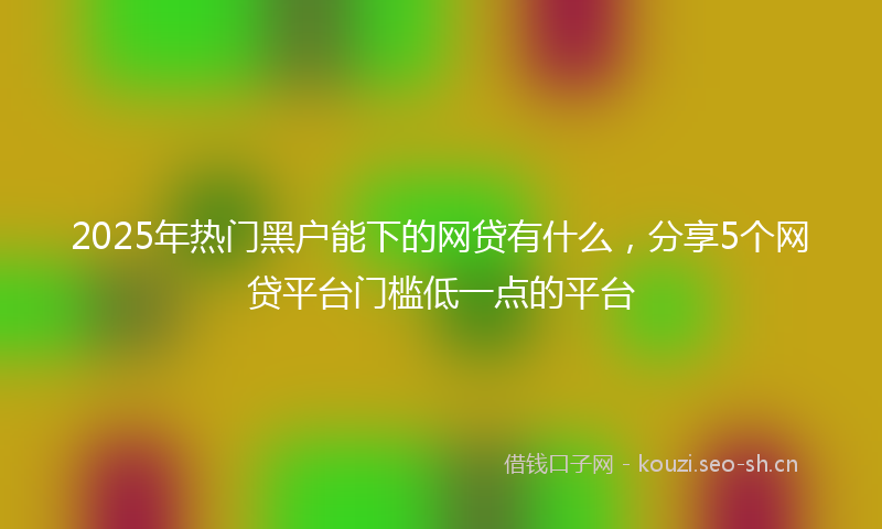 2025年热门黑户能下的网贷有什么，分享5个网贷平台门槛低一点的平台