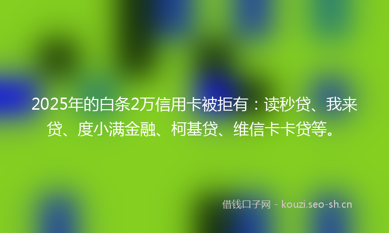 2025年的白条2万信用卡被拒有:读秒贷、我来贷、度小满金融、柯基贷、维信卡卡贷等。