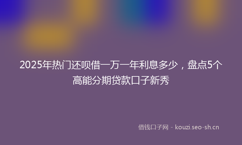 2025年热门还呗借一万一年利息多少，盘点5个高能分期贷款口子新秀