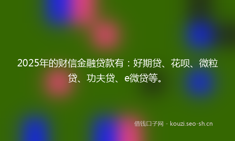 2025年的财信金融贷款有:好期贷、花呗、微粒贷、功夫贷、e微贷等。