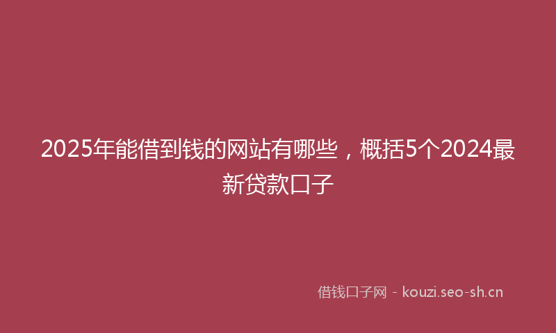 2025年能借到钱的网站有哪些，概括5个2024最新贷款口子