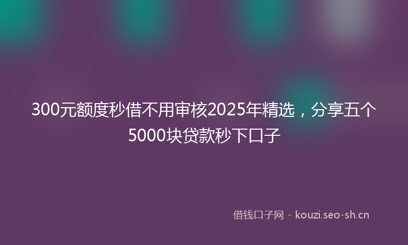 300元额度秒借不用审核2025年精选，分享五个5000块贷款秒下口子