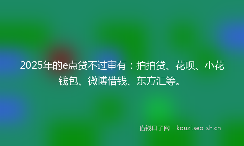 2025年的e点贷不过审有：拍拍贷、花呗、小花钱包、微博借钱、东方汇等。