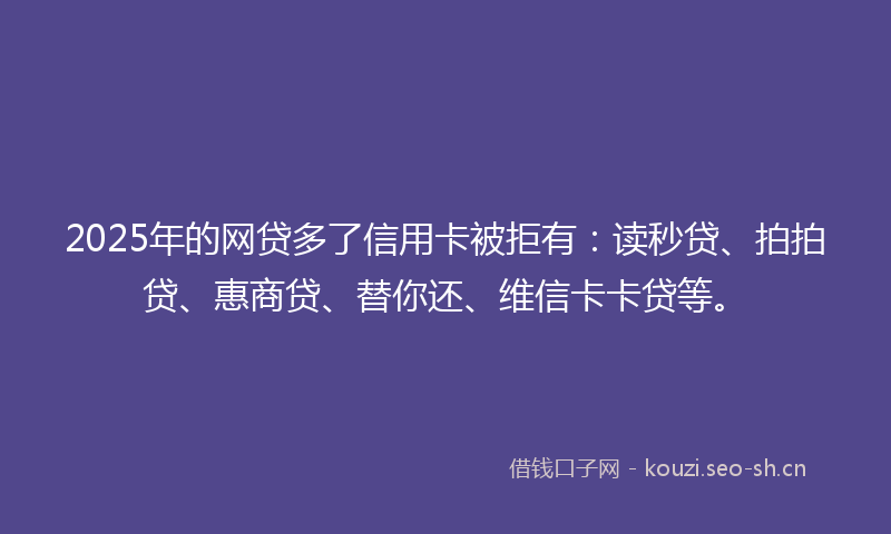 2025年的网贷多了信用卡被拒有：读秒贷、拍拍贷、惠商贷、替你还、维信卡卡贷等。