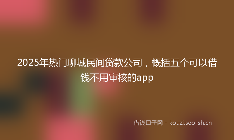2025年热门聊城民间贷款公司，概括五个可以借钱不用审核的app