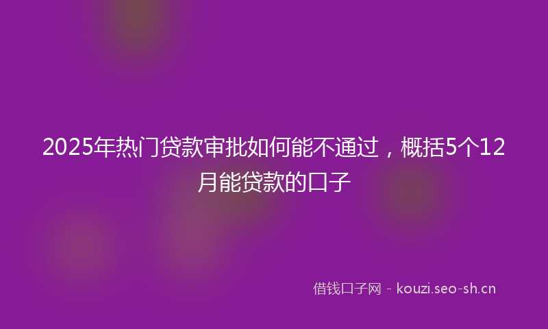 2025年热门贷款审批如何能不通过，概括5个12月能贷款的口子