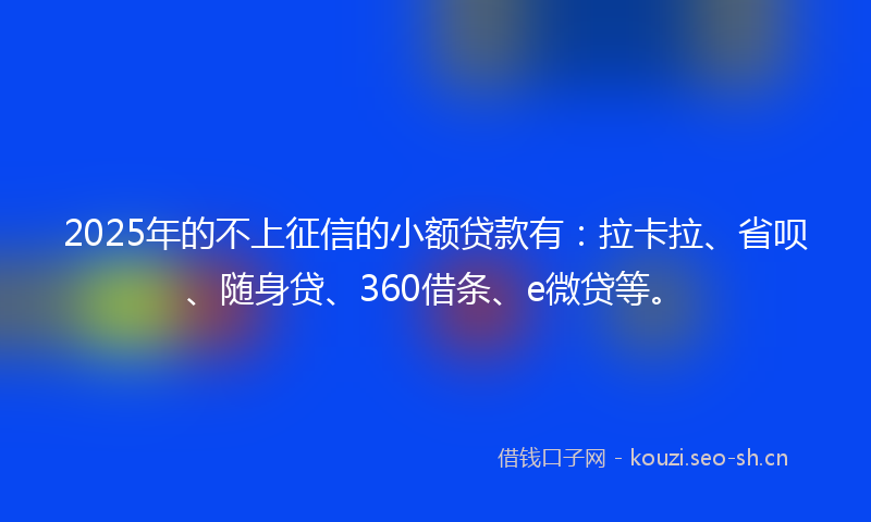 2025年的不上征信的小额贷款有:拉卡拉、省呗、随身贷、360借条、e微贷等。
