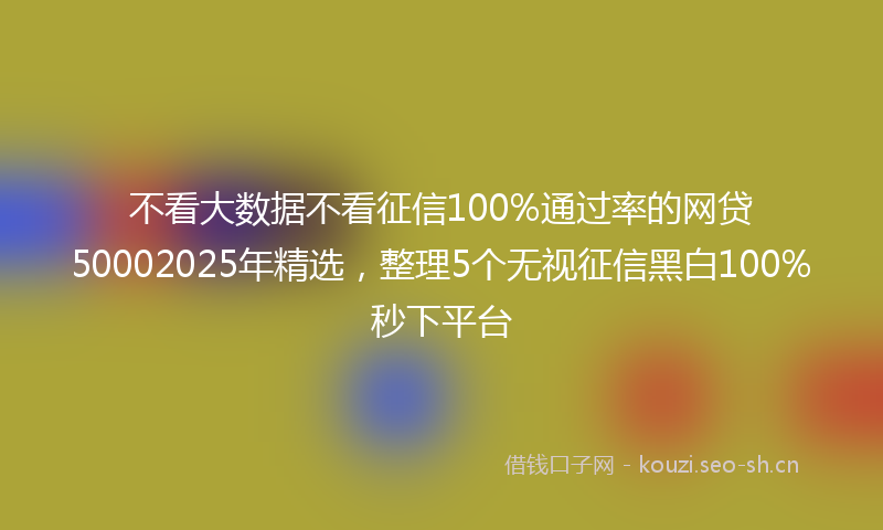 不看大数据不看征信100%通过率的网贷50002025年精选，整理5个无视征信黑白100%秒下平台