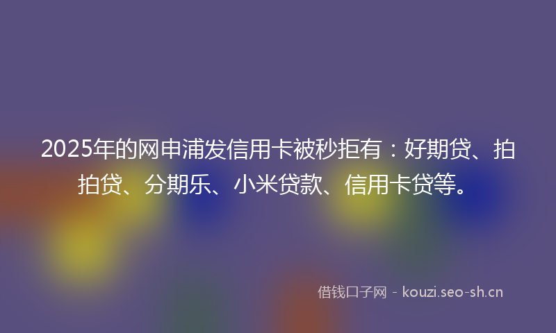 2025年的网申浦发信用卡被秒拒有：好期贷、拍拍贷、分期乐、小米贷款、信用卡贷等。