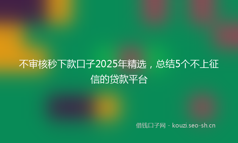 不审核秒下款口子2025年精选，总结5个不上征信的贷款平台