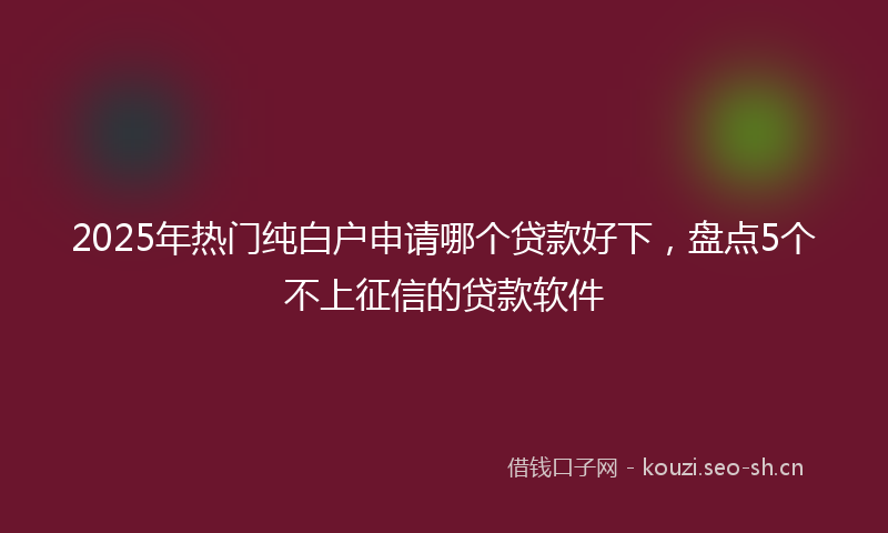 2025年热门纯白户申请哪个贷款好下，盘点5个不上征信的贷款软件