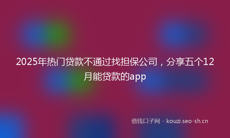2025年热门贷款不通过找担保公司，分享五个12月能贷款的app