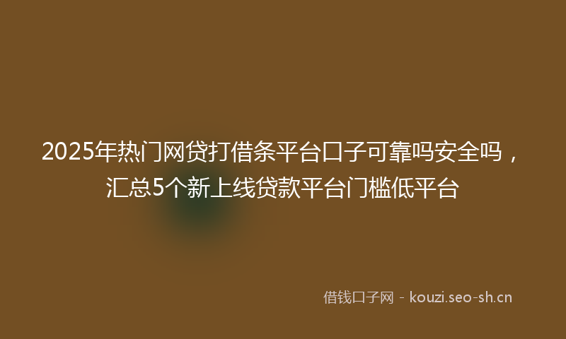2025年热门网贷打借条平台口子可靠吗安全吗，汇总5个新上线贷款平台门槛低平台