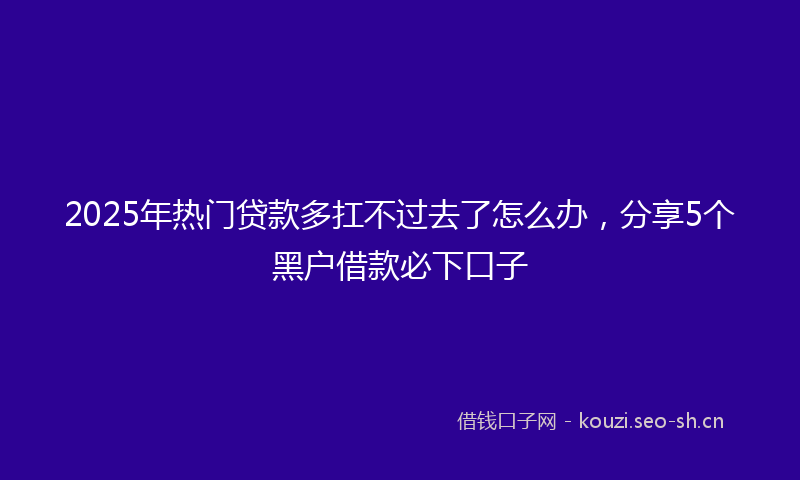 2025年热门贷款多扛不过去了怎么办，分享5个黑户借款必下口子