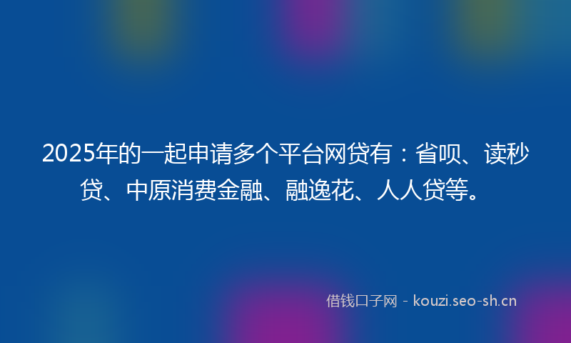 2025年的一起申请多个平台网贷有：省呗、读秒贷、中原消费金融、融逸花、人人贷等。