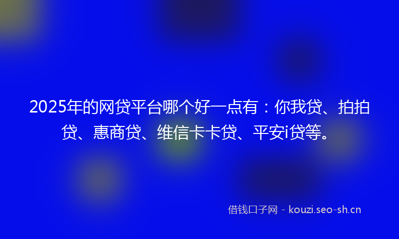2025年的网贷平台哪个好一点有：你我贷、拍拍贷、惠商贷、维信卡卡贷、平安i贷等。