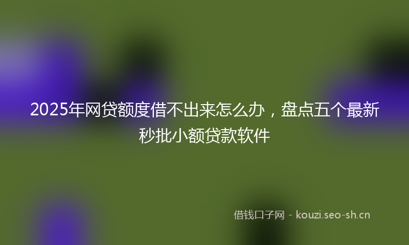 2025年网贷额度借不出来怎么办，盘点五个最新秒批小额贷款软件
