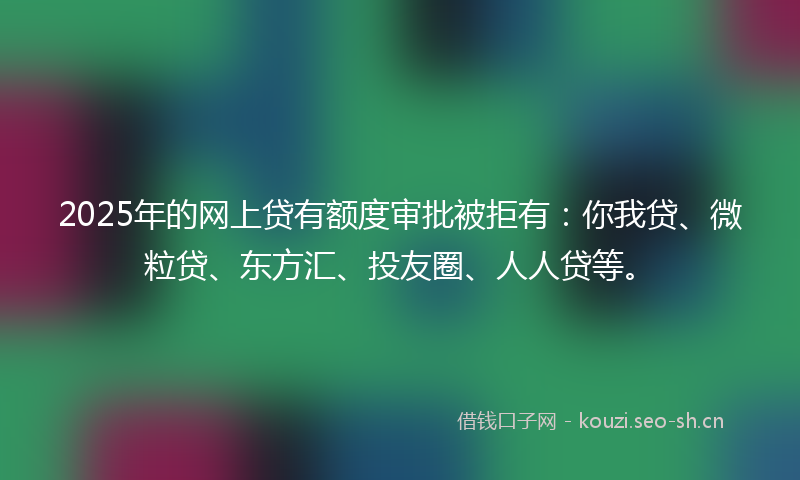 2025年的网上贷有额度审批被拒有：你我贷、微粒贷、东方汇、投友圈、人人贷等。