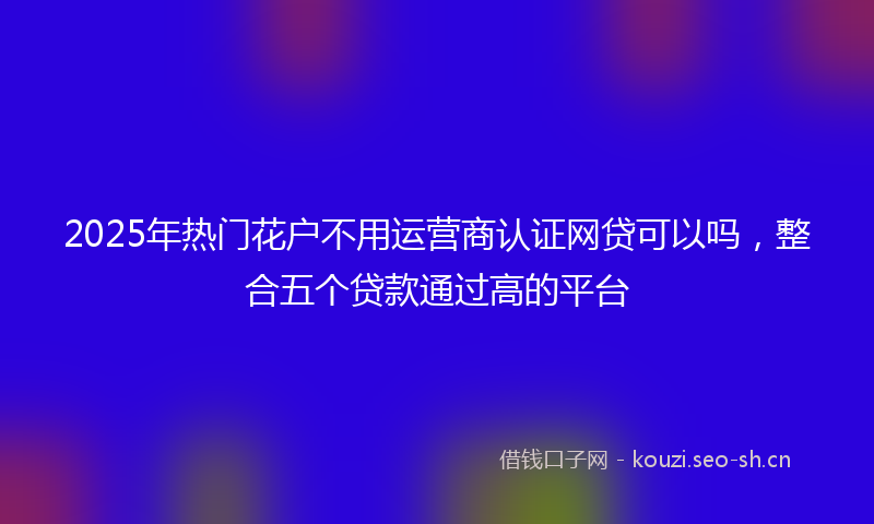 2025年热门花户不用运营商认证网贷可以吗，整合五个贷款通过高的平台
