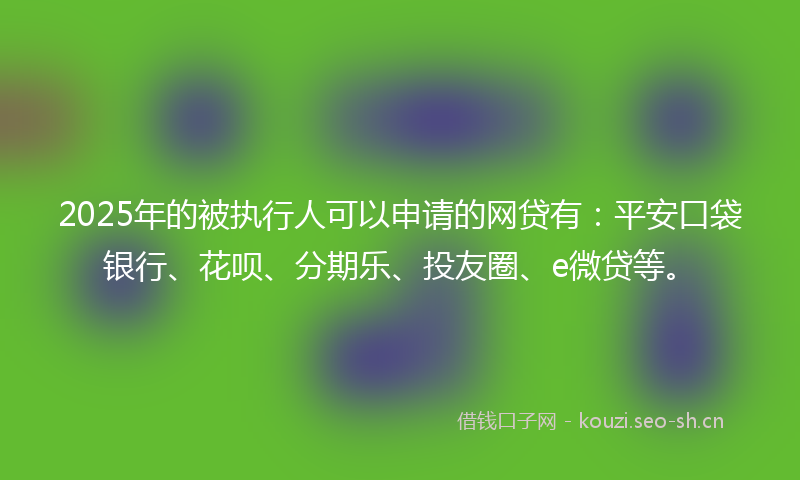 2025年的被执行人可以申请的网贷有：平安口袋银行、花呗、分期乐、投友圈、e微贷等。