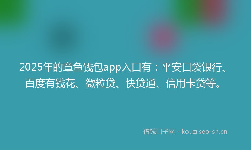 2025年的章鱼钱包app入口有：平安口袋银行、百度有钱花、微粒贷、快贷通、信用卡贷等。