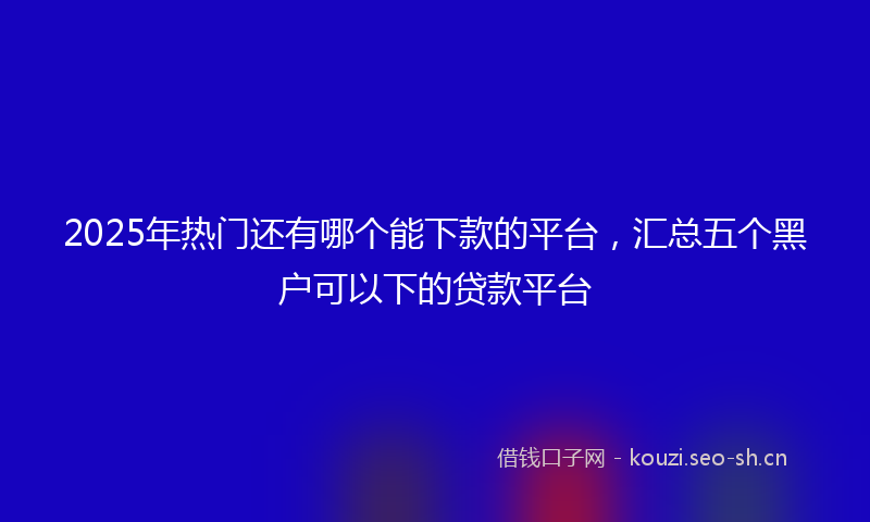 2025年热门还有哪个能下款的平台，汇总五个黑户可以下的贷款平台