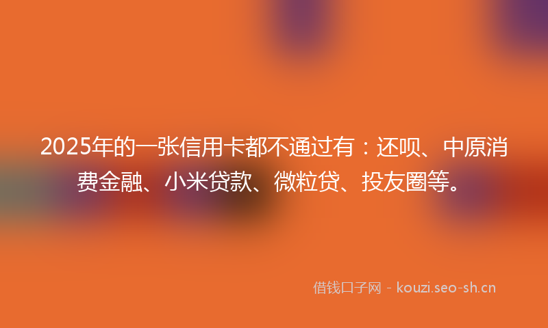 2025年的一张信用卡都不通过有：还呗、中原消费金融、小米贷款、微粒贷、投友圈等。