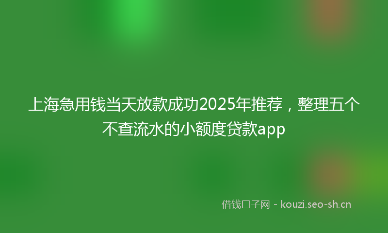 上海急用钱当天放款成功2025年推荐，整理五个不查流水的小额度贷款app