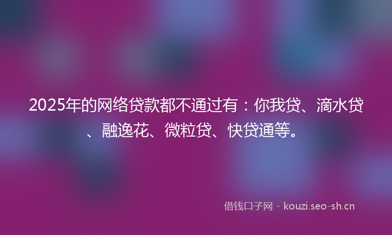 2025年的网络贷款都不通过有：你我贷、滴水贷、融逸花、微粒贷、快贷通等。