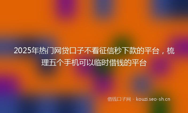 2025年热门网贷口子不看征信秒下款的平台，梳理五个手机可以临时借钱的平台