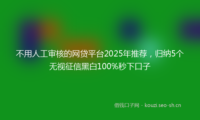 不用人工审核的网贷平台2025年推荐，归纳5个无视征信黑白100%秒下口子