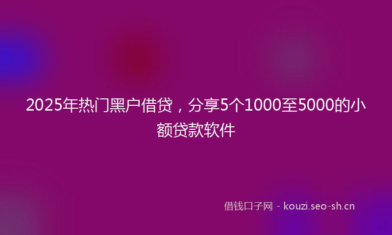 2025年热门黑户借贷，分享5个1000至5000的小额贷款软件