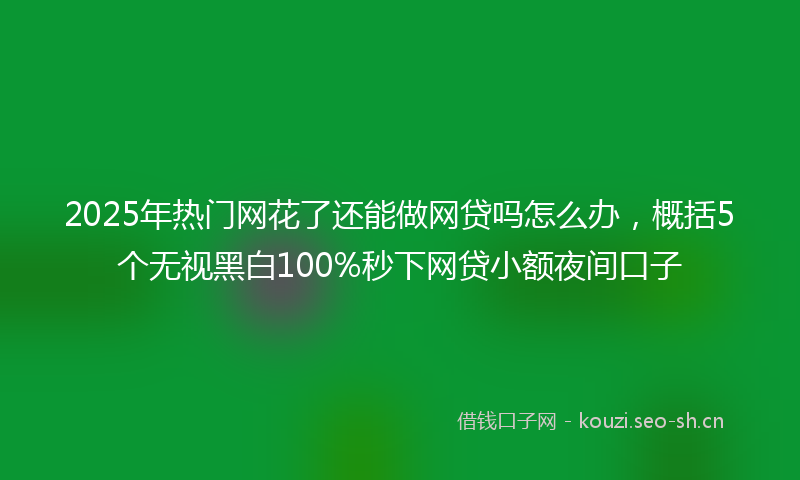 2025年热门网花了还能做网贷吗怎么办，概括5个无视黑白100%秒下网贷小额夜间口子