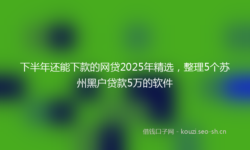 下半年还能下款的网贷2025年精选，整理5个苏州黑户贷款5万的软件